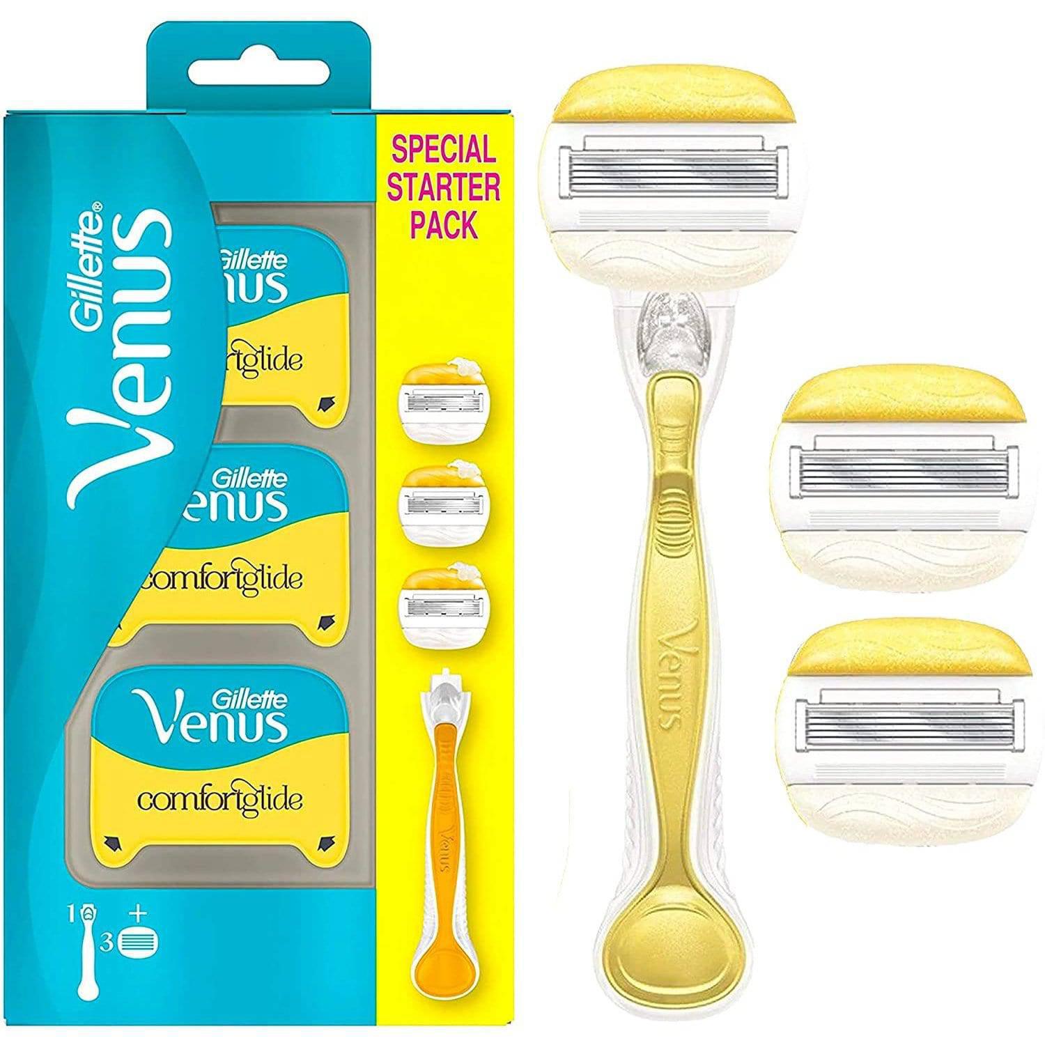 Gillette Venus ComfortGlide with Olay Razor Starter Pack - 5 Blades, Round Head - Healthxpress.ie