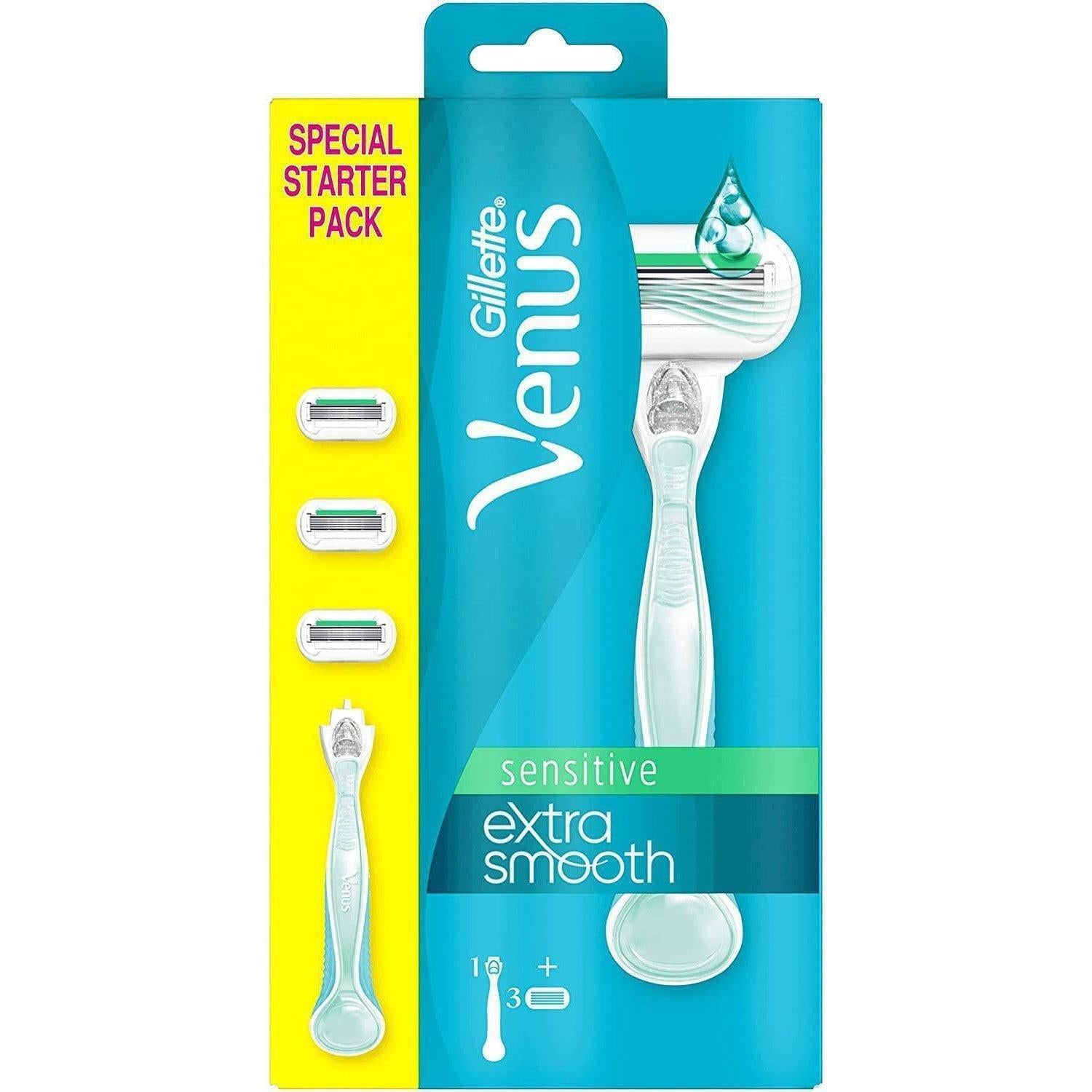 Gillette Venus Extra Smooth Sensitive Starter Pack - 5 Diamond Coated Blades - Healthxpress.ie