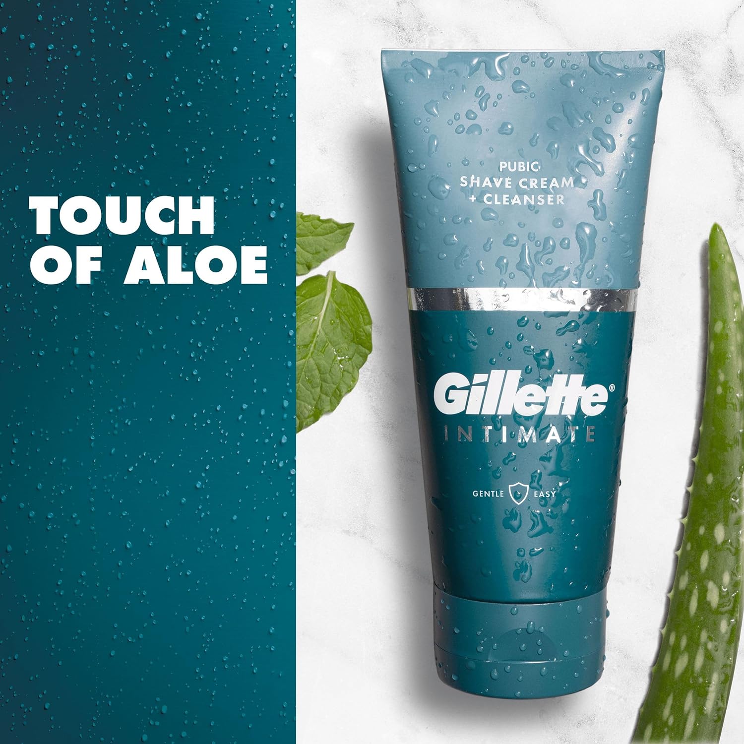 Gillette Intimate 2in1 Shave Cream & Cleanser, Gentle Formula with Aloe, Formulated for Pubic Hair, Paraben Free 150 ml