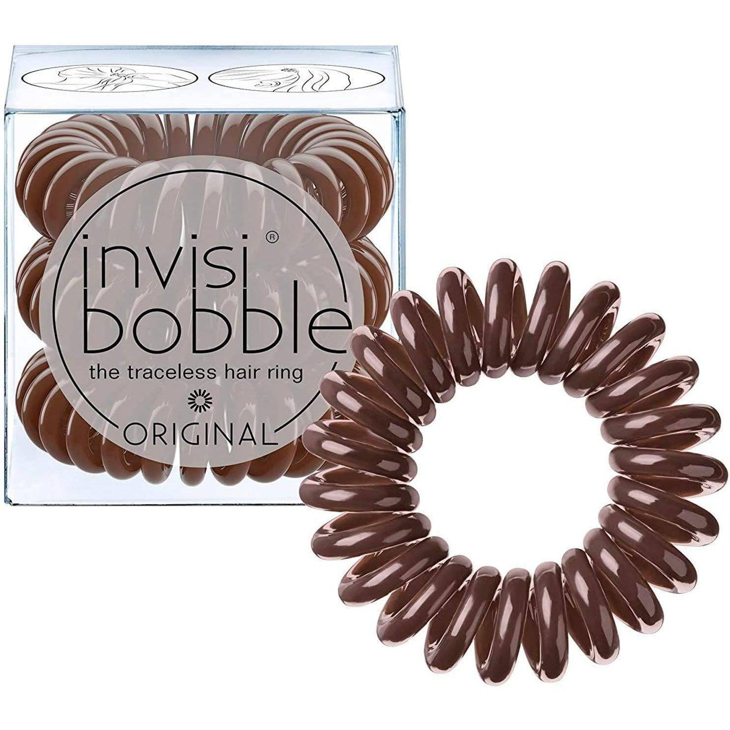 invisibobble ORIGINAL Hair Ties, Pretzel Brown, 3 Pack - Traceless, Strong Hold, Waterproof - Suitable for All Hair Types - Healthxpress.ie