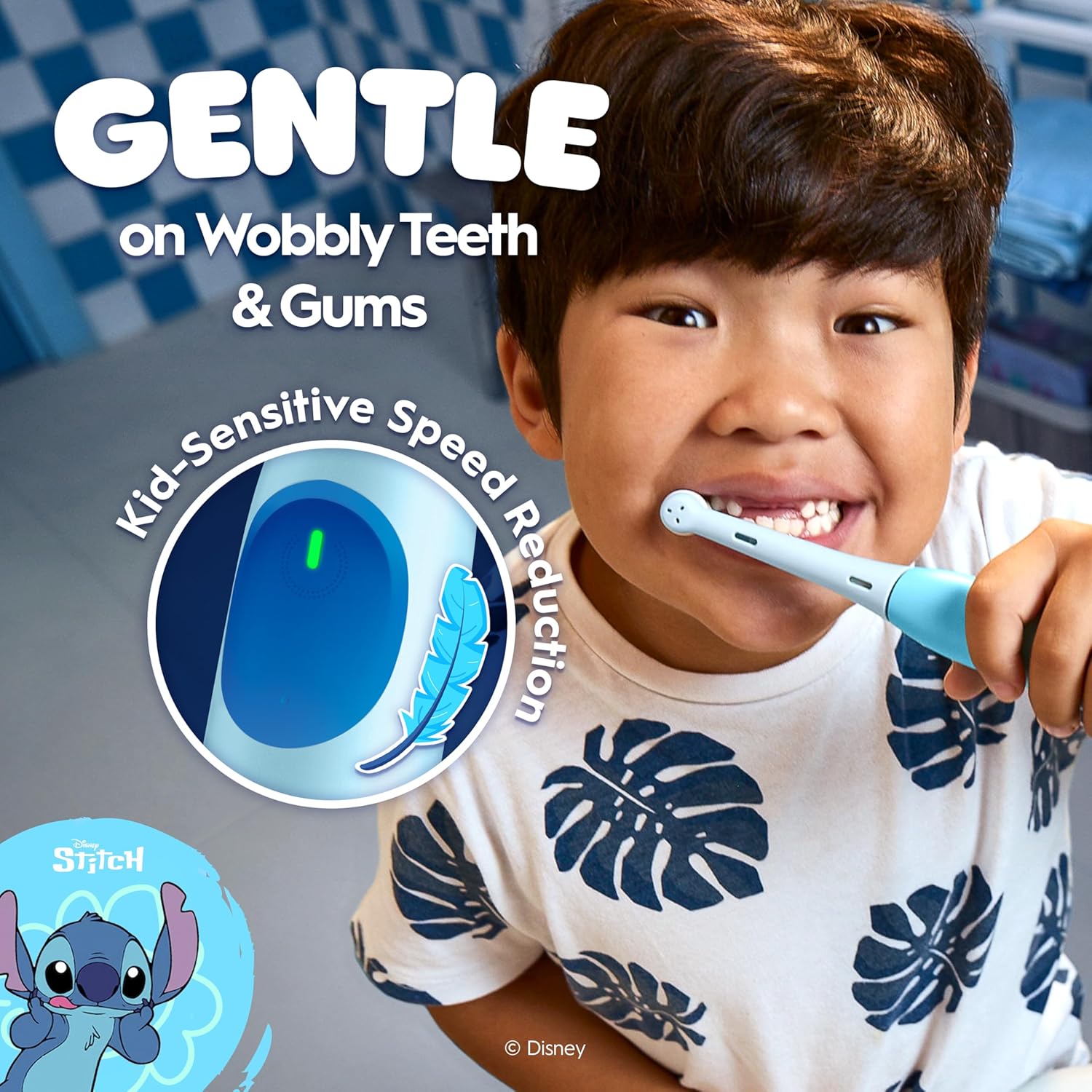 Oral-B iO Kids Disney Stitch Electric Toothbrush, with Travel Case, 3 Modes with Kid-Friendly Sensitive Mode, 2-Min Music Timer, for Ages 6+ (Copy)
