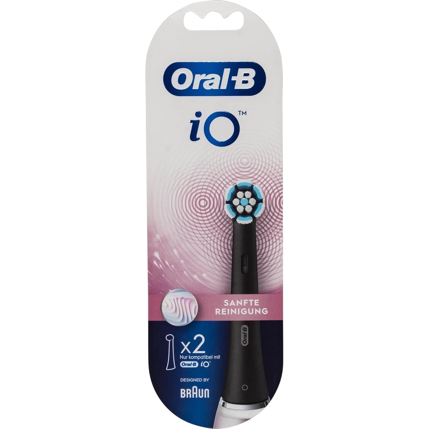 Oral-B iO 2pk Black Gentle Cleaning Toothbrush Heads for Sensational Mouth Feeling