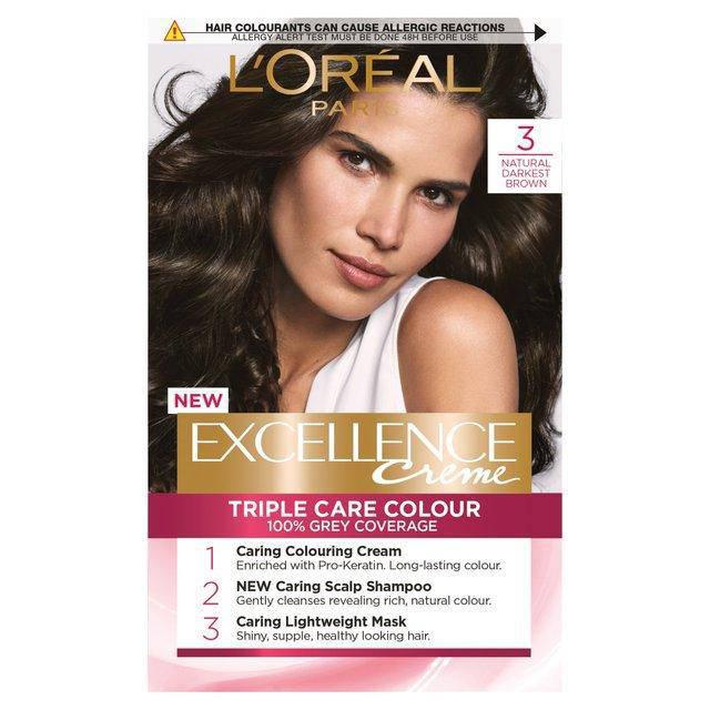 L'oreal Excellence Crème Permanent Hair Dye - Triple Care - Darkest Brown 3 - Healthxpress.ie
