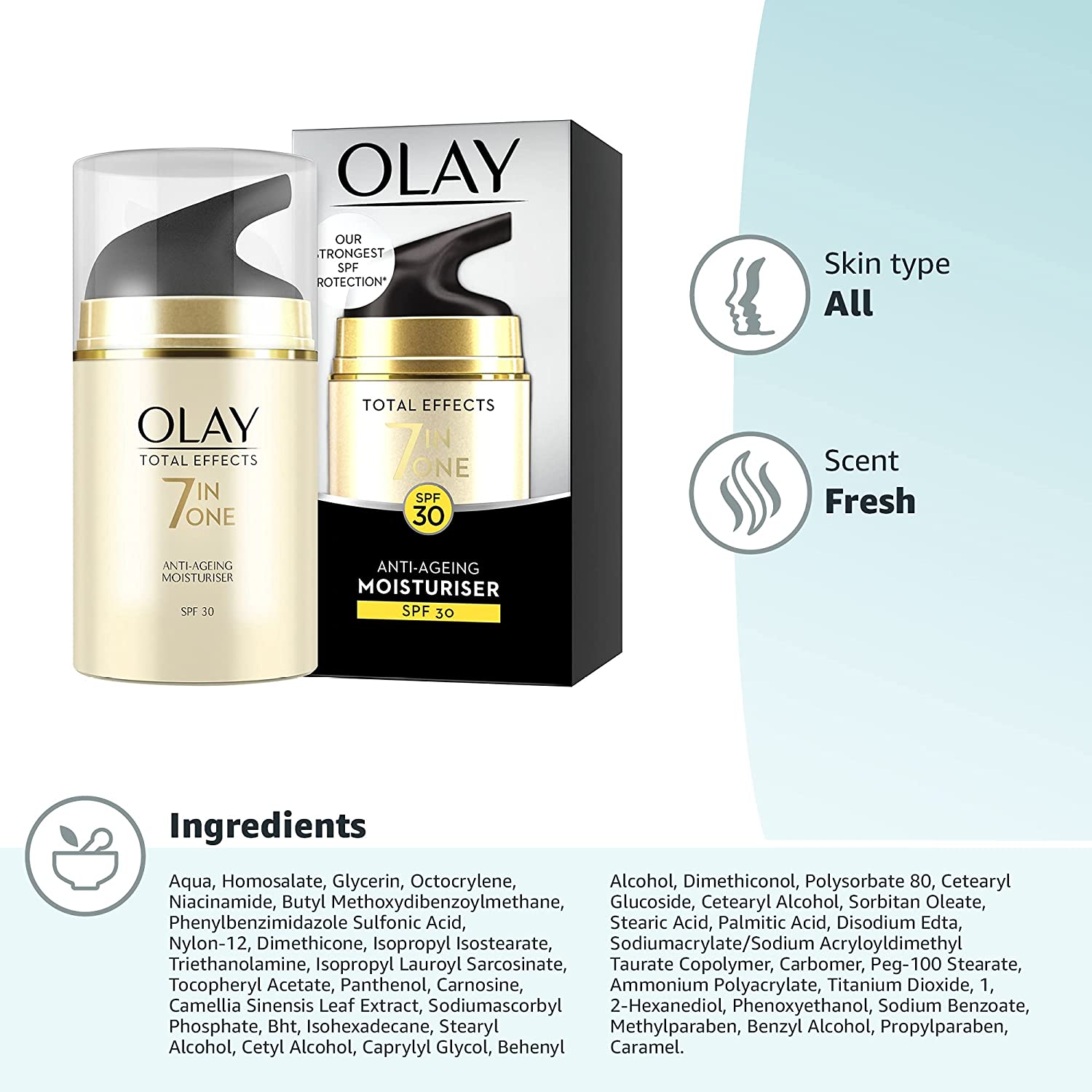 Olay Total Effects 7in1 Moisturiser With SPF 30 & Niacinamide, 50ml