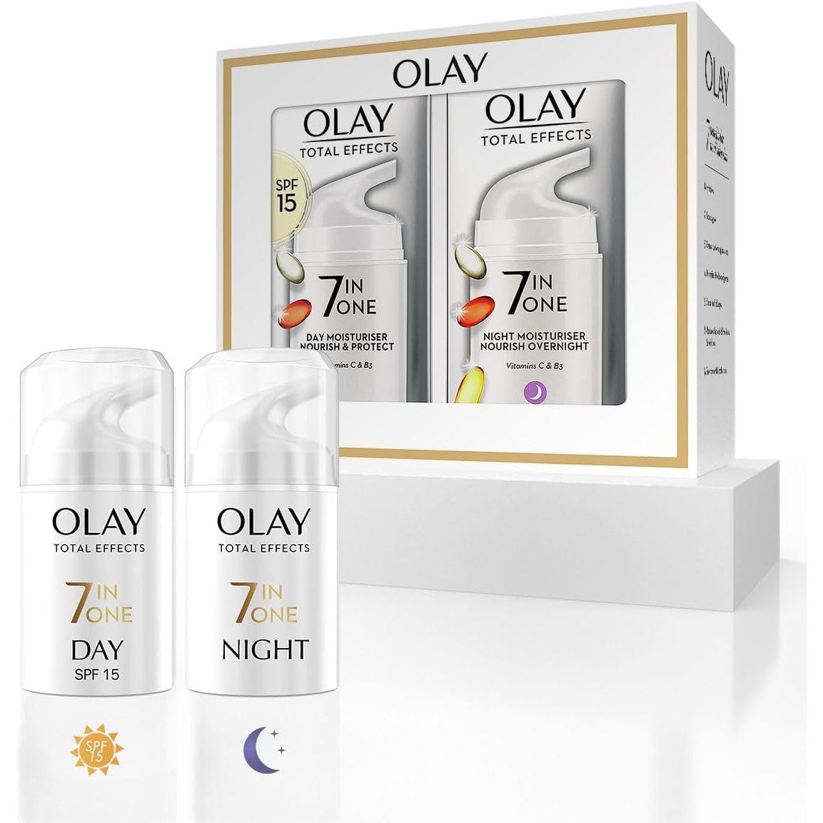 Olay Total Effects Anti-Ageing 7in1 Gift Set: Day Cream Moisturiser 37ml, Night Cream Firming Moisturiser 37ml