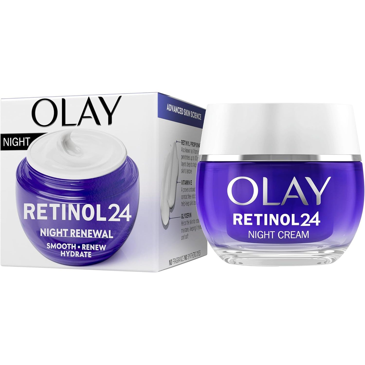 Olay Retinol 24 Night Renewal Cream, Skincare ,Overnight Anti Aging Skin Care: Smooths, Renews and Hydrates, 50ml