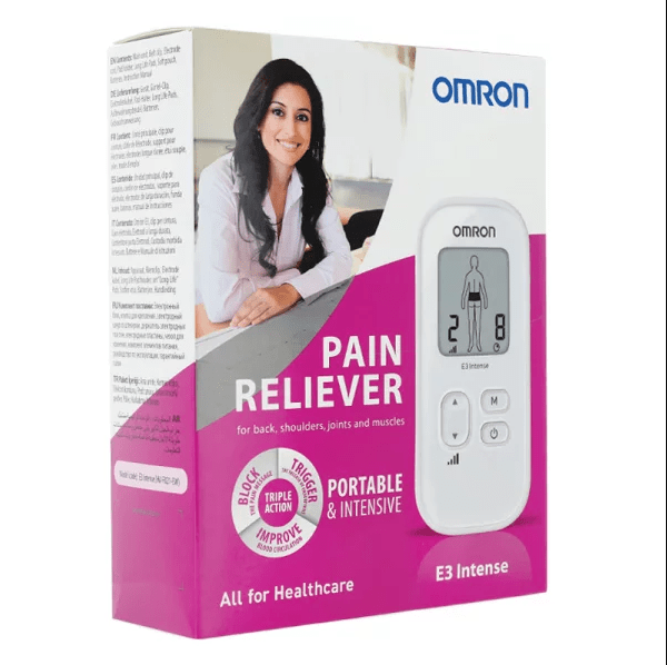 Omron HV-F021-ESL Pain Reliever E3 Intense - Portable and Automatic - Silver