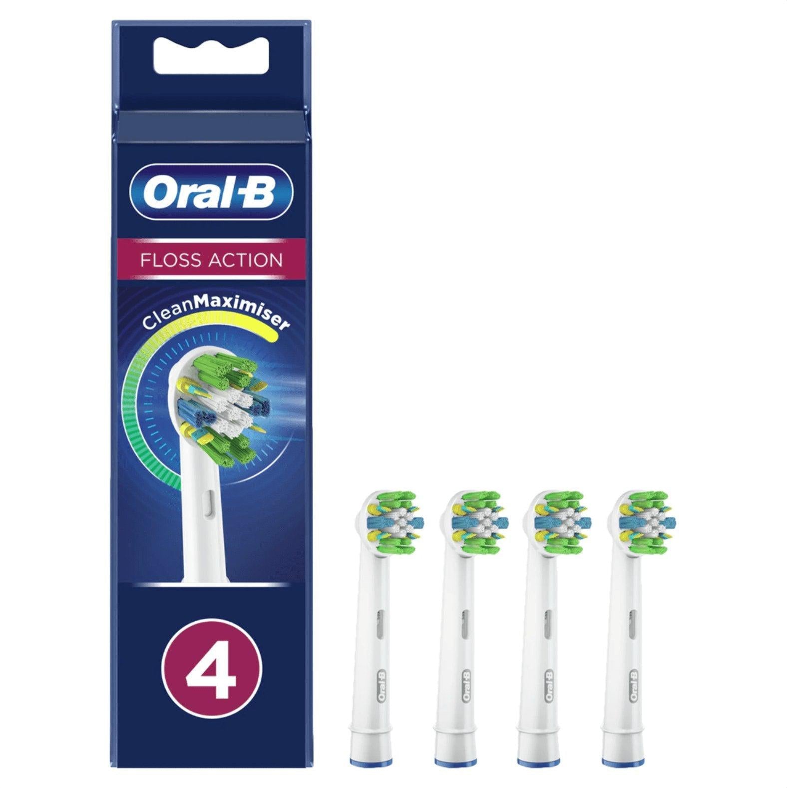 Oral-B Floss Action Power Toothbrush Refill Heads - Micro Pulse Bristles, 4 Pack