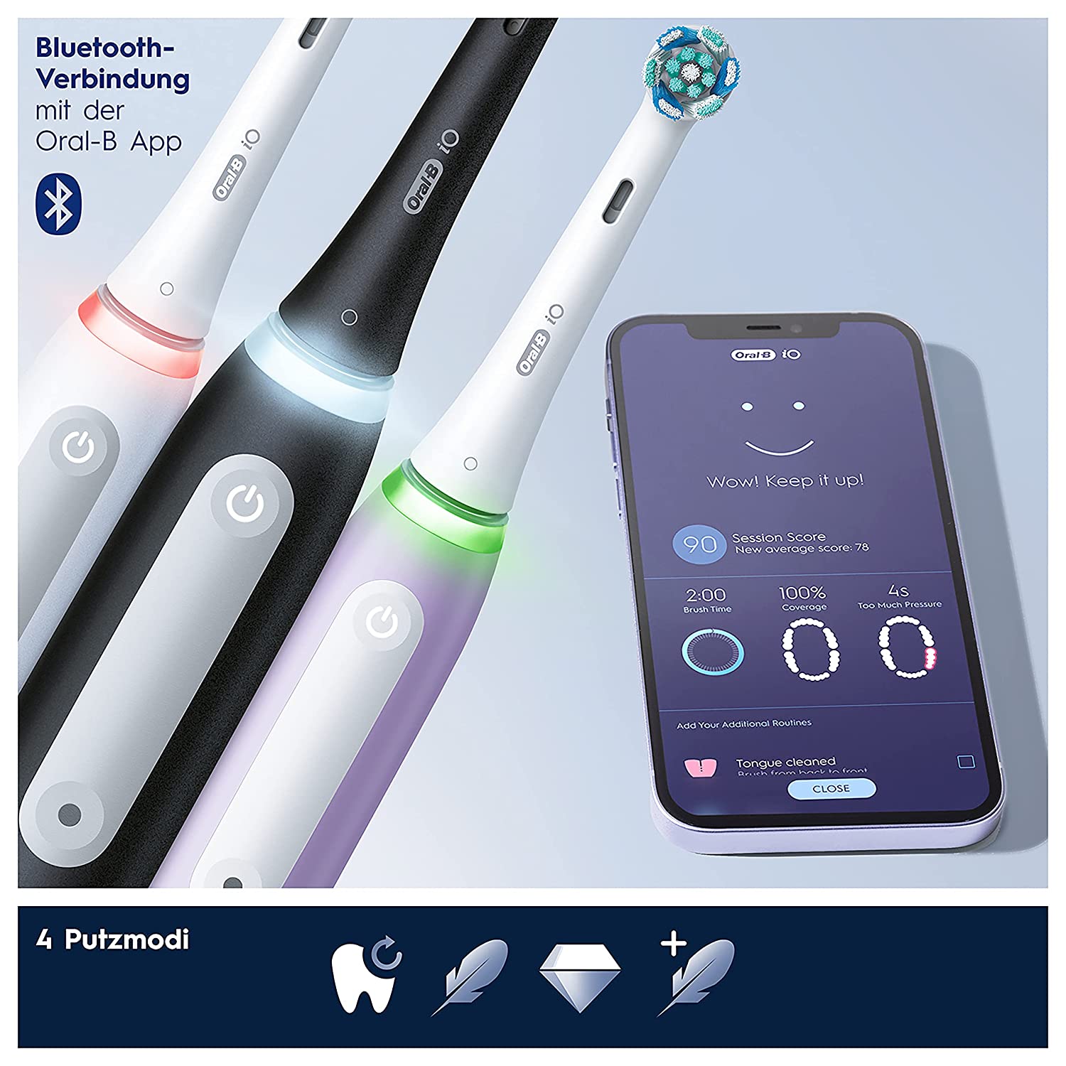 Oral-B iO4 Electric Toothbrush with Revolutionary iO Technology, Lavender with Travel Case - Healthxpress.ie