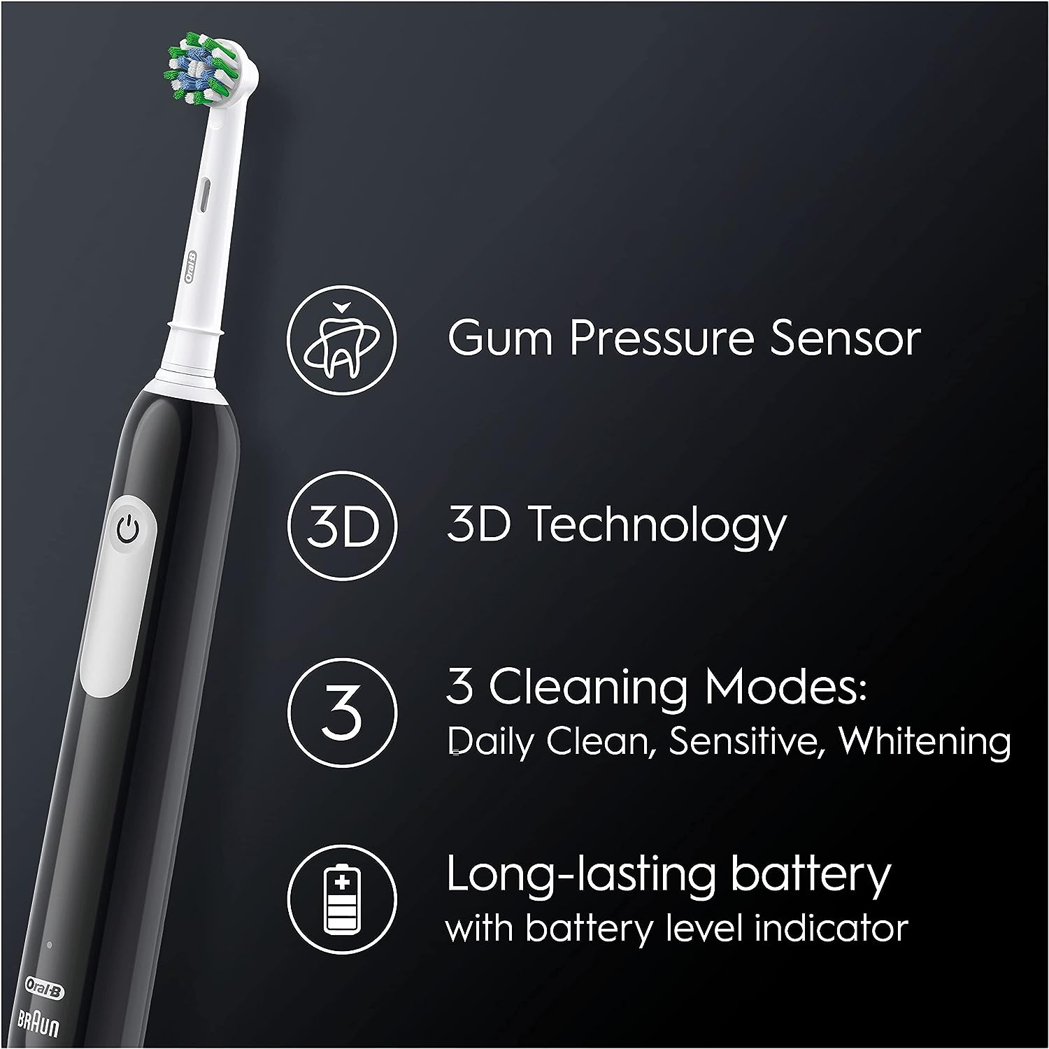 Oral-B Pro 1 Electric Toothbrush With 3D Cleaning, 1 Toothbrush Head & Travel Case, Gum Pressure Control, Black - Healthxpress.ie