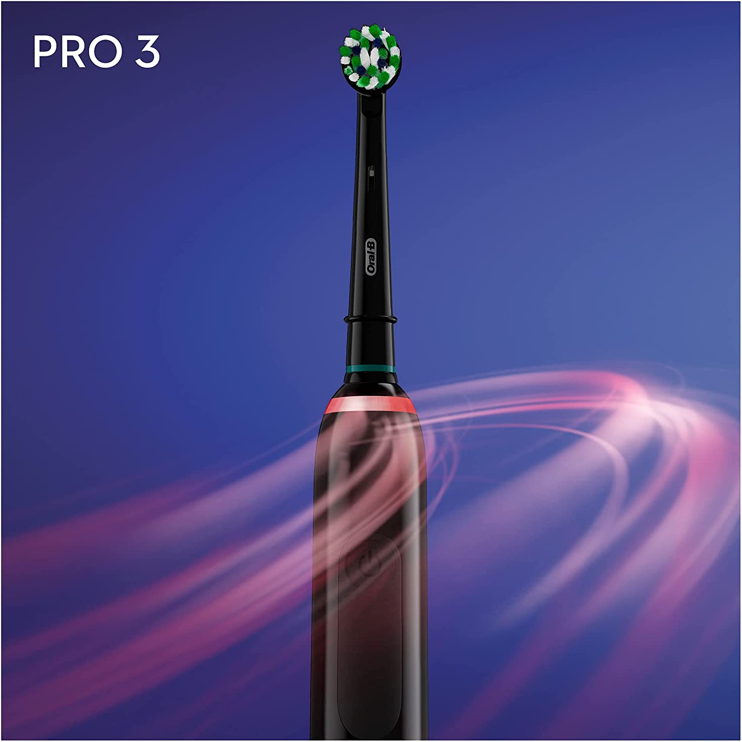 Oral-B Pro 3 - 3500 - Black Electric Toothbrush, 1 Handle with Visible Pressure Sensor, 1 Toothbrush Head, 1 Travel Case - Healthxpress.ie