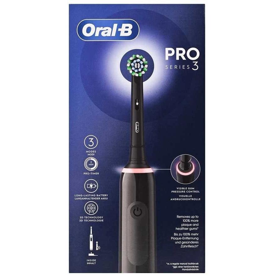 Oral-B Pro 3 Cross Action Electric Toothbrush , Smart Pressure Sensor, 2 x  Toothbrush Head, 3 Modes