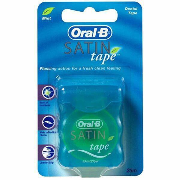 Oral-B Satin Tape Dental Floss - Comfort Grip, Easy Use - Cool Mint, 25M