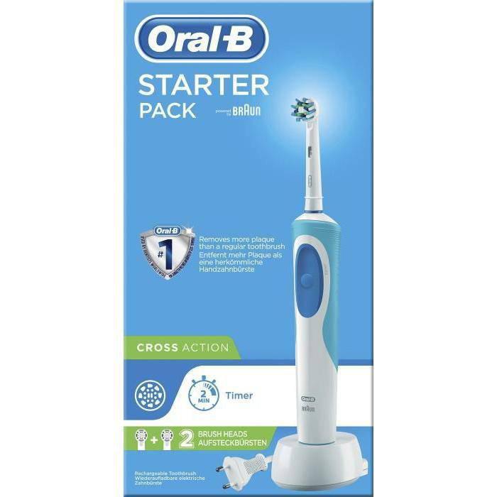 Oral-B Vitality CrossAction Toothbrush Blue - 2D Cleaning Action with 2 Brush Heads - Healthxpress.ie