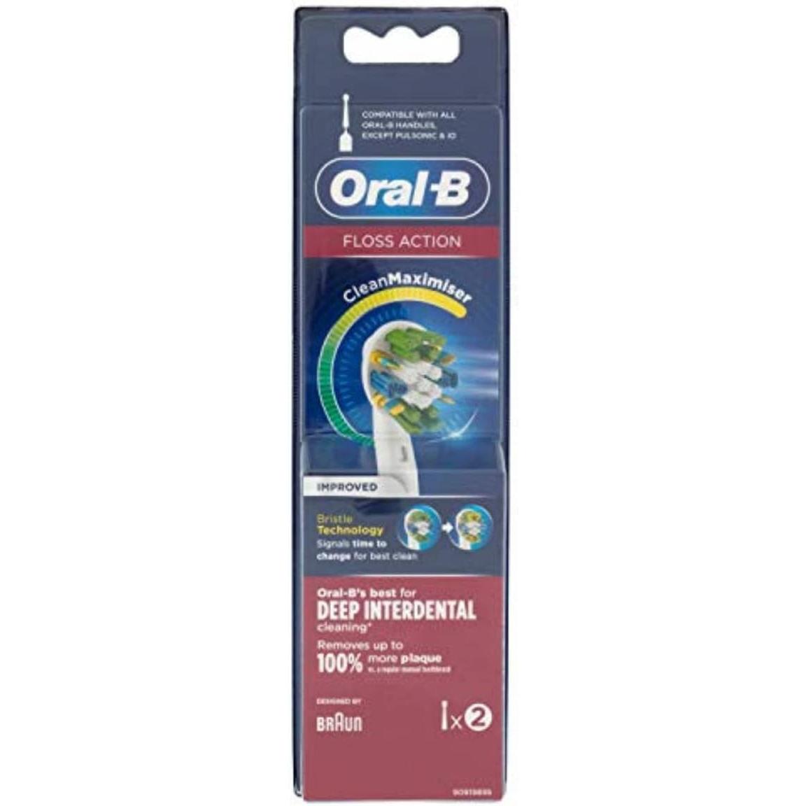 Oral-B Floss Action Power Toothbrush Replacement Heads - with CleanMaximiser 2pk