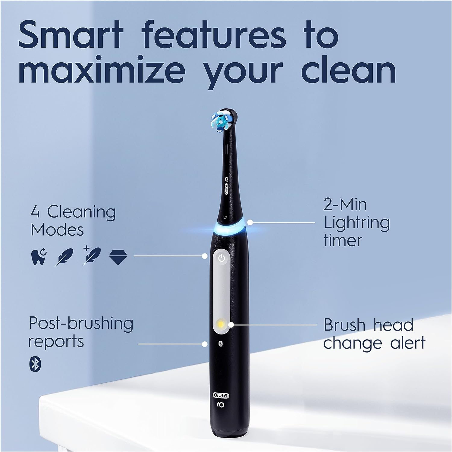 Oral-B iO4 2 x Electric Toothbrushes For Adults, 2 Toothbrush Heads, Travel Case, Black & Lavender