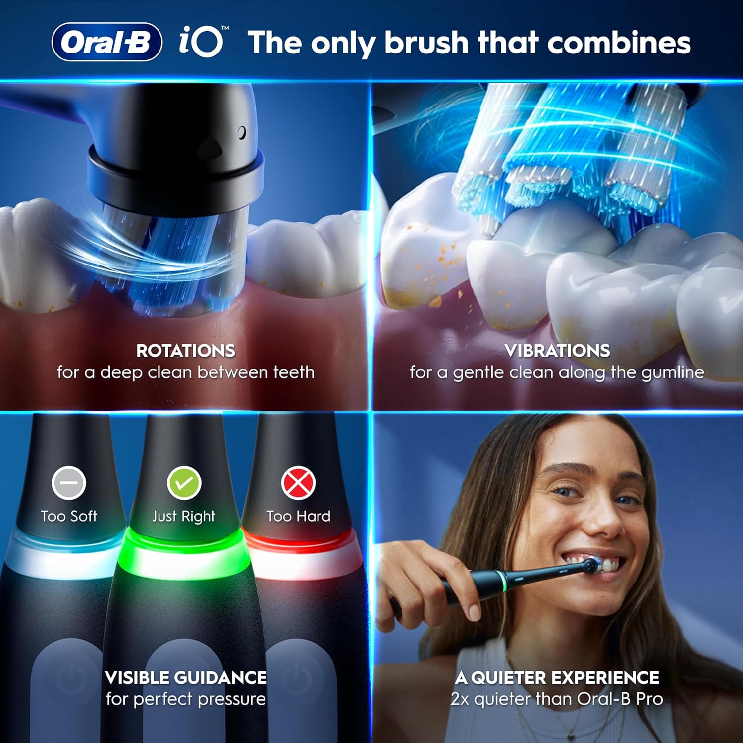 Oral-B iO9 Electric Toothbrushes , App Connected Handle, 1 Toothbrush Head, Charging Travel Case & Magnetic Pouch, 7 Modes, 2 Pin Plug, Black Onyx Edition