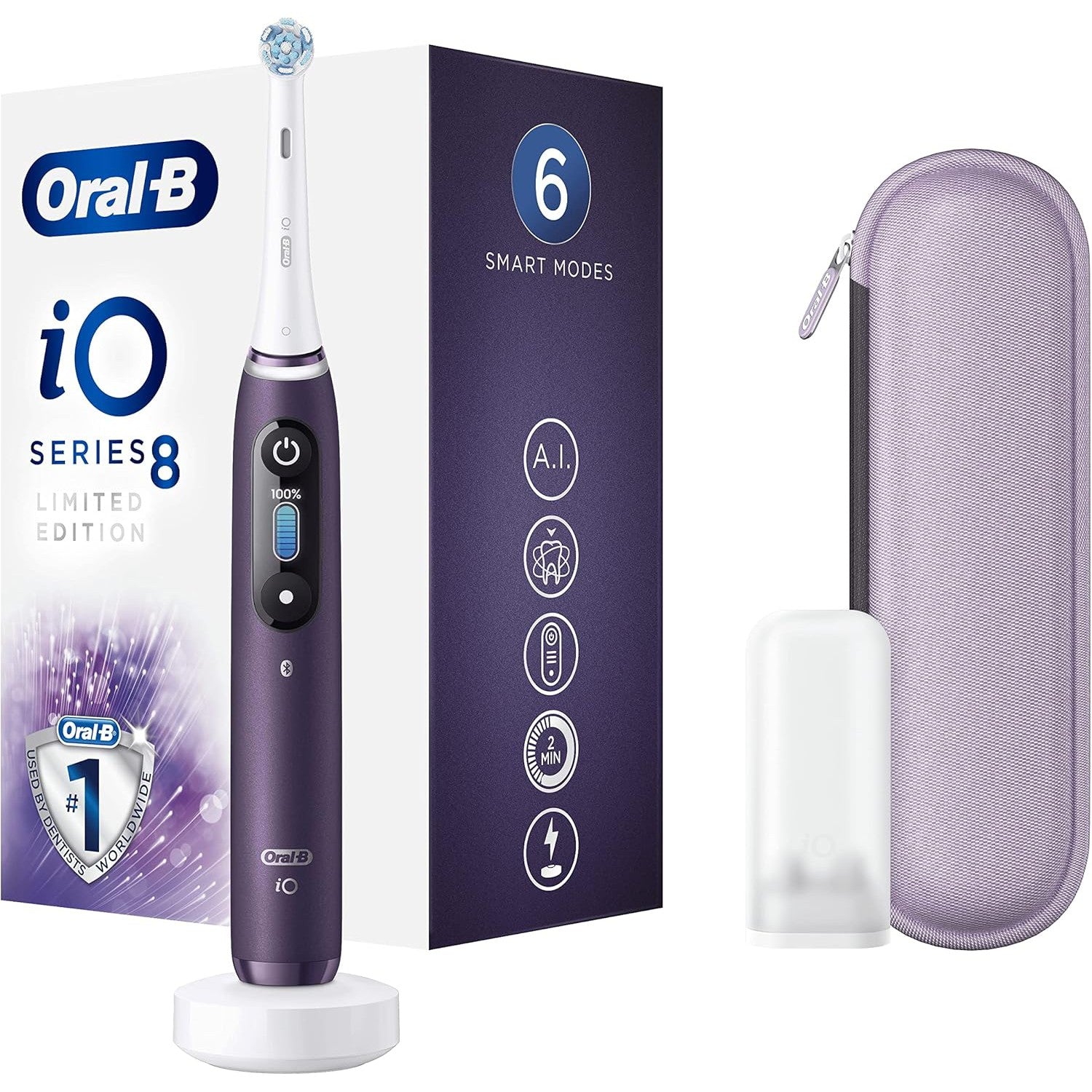 Oral-B iO8 Electric Toothbrush Violet Ametrine with Limited Edition Travel Case