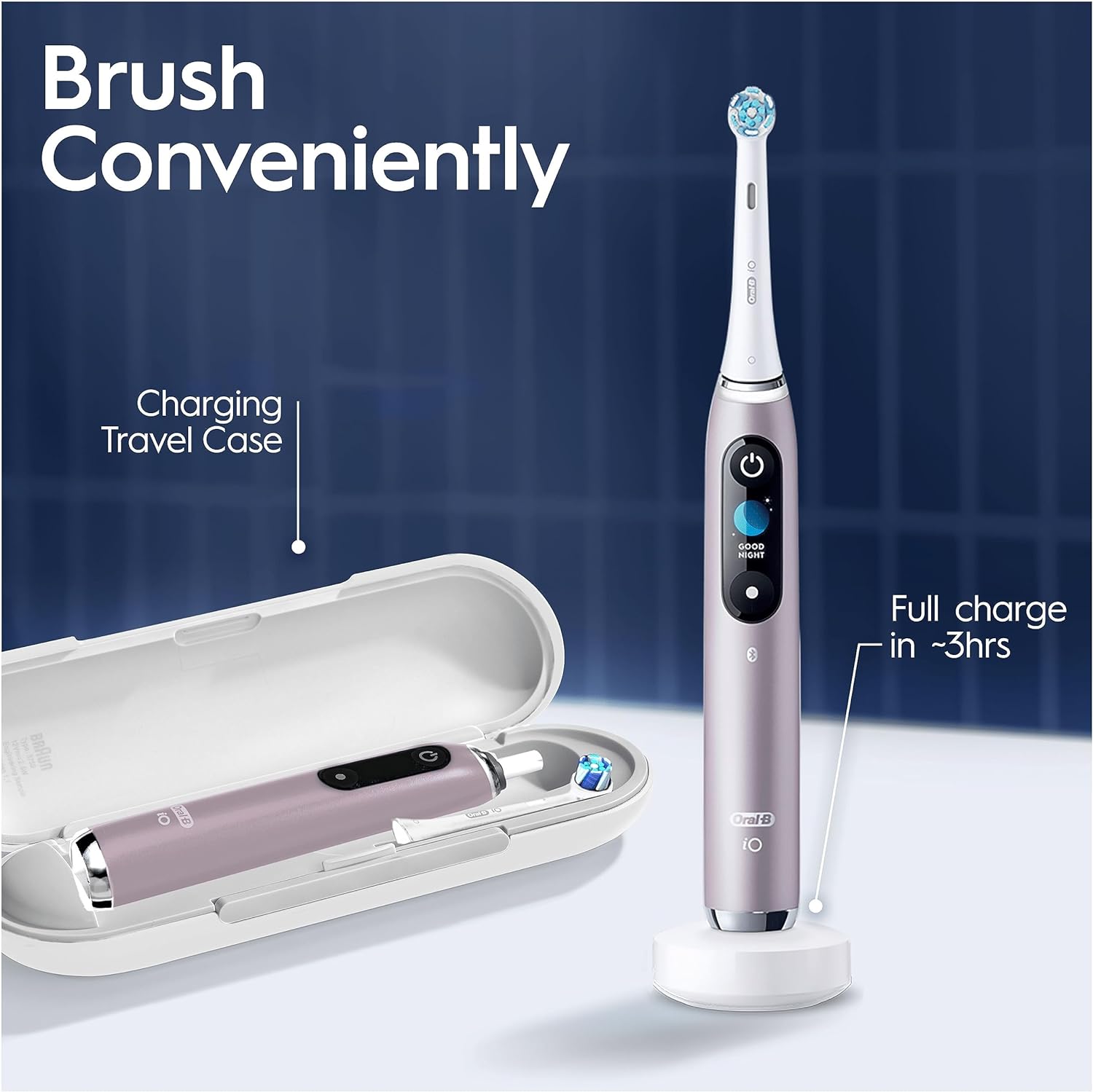 Braun Oral-B iO 9N Electric Toothbrush with Revolutionary Magnetic Technology - Rose Quartz