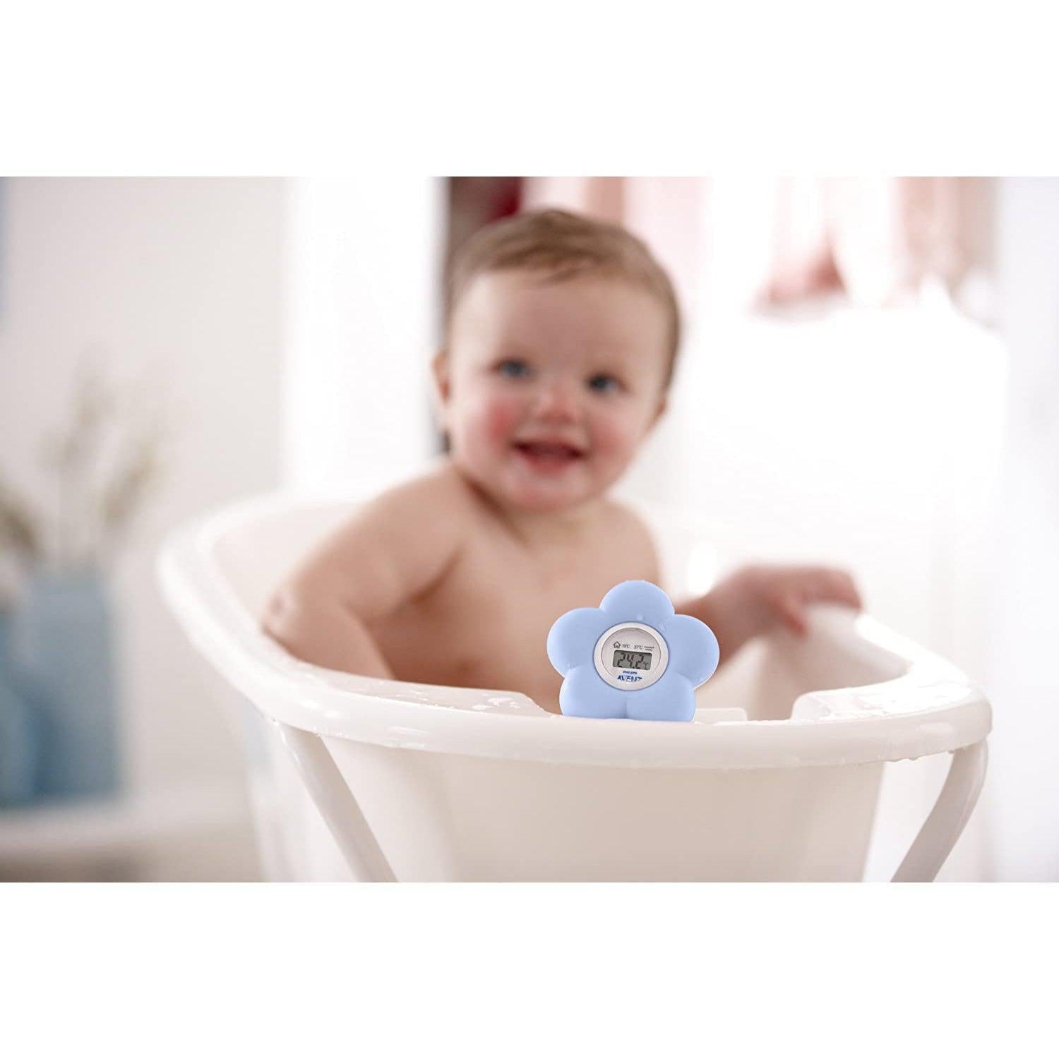 Philips Avent SCH550/20 Baby Digital Bath and Room Thermometer - Blue Flower