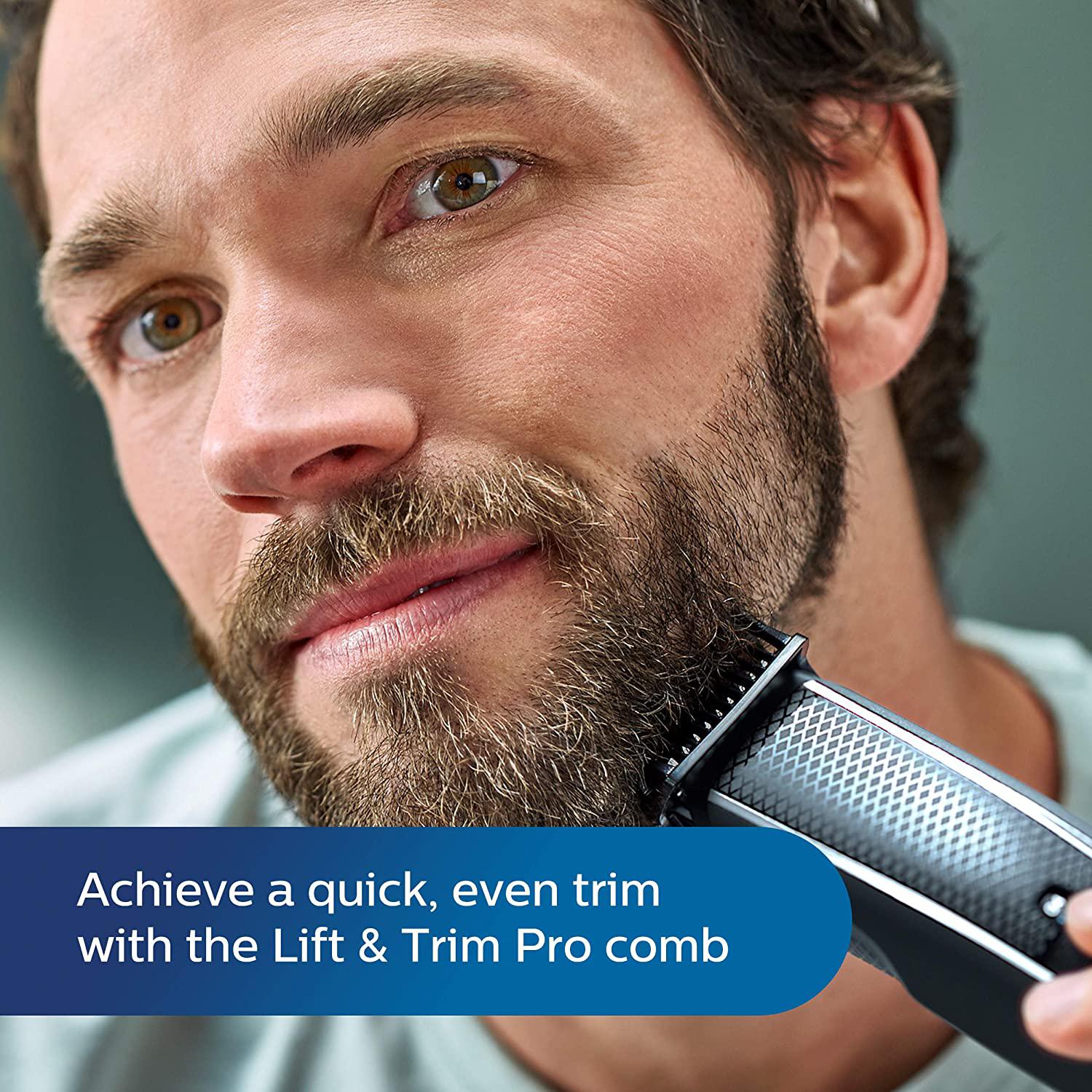 Philips Beard & Stubble Trimmer/Hair Clipper for Men, Series 5000, 40 Length Settings, Self-Sharpening Metal Blades - BT5502/13