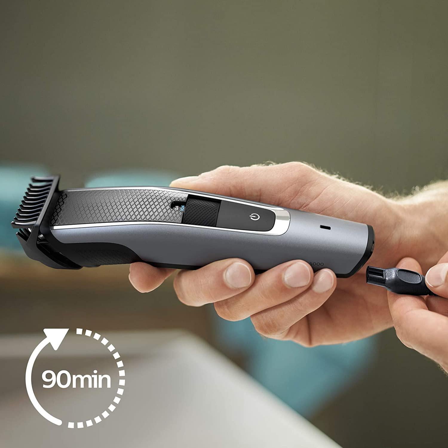 Philips Beard & Stubble Trimmer/Hair Clipper for Men, Series 5000, 40 Length Settings, Self-Sharpening Metal Blades - BT5502/12 - Healthxpress.ie