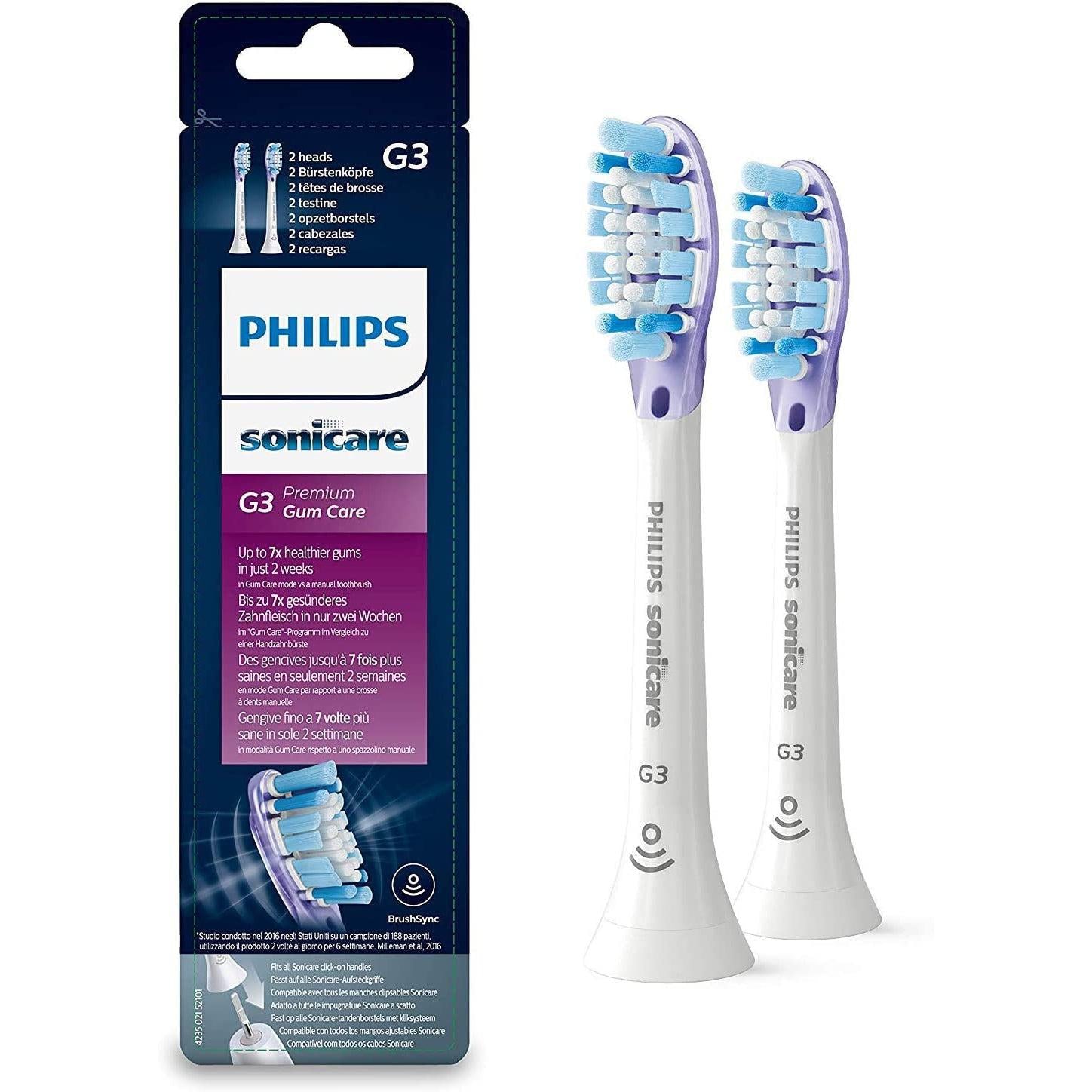 Philips Sonicare HX9052/17 Premium Gum Care White BrushSync Heads (Compatible with All Philips Sonicare Handles), Pack of 2