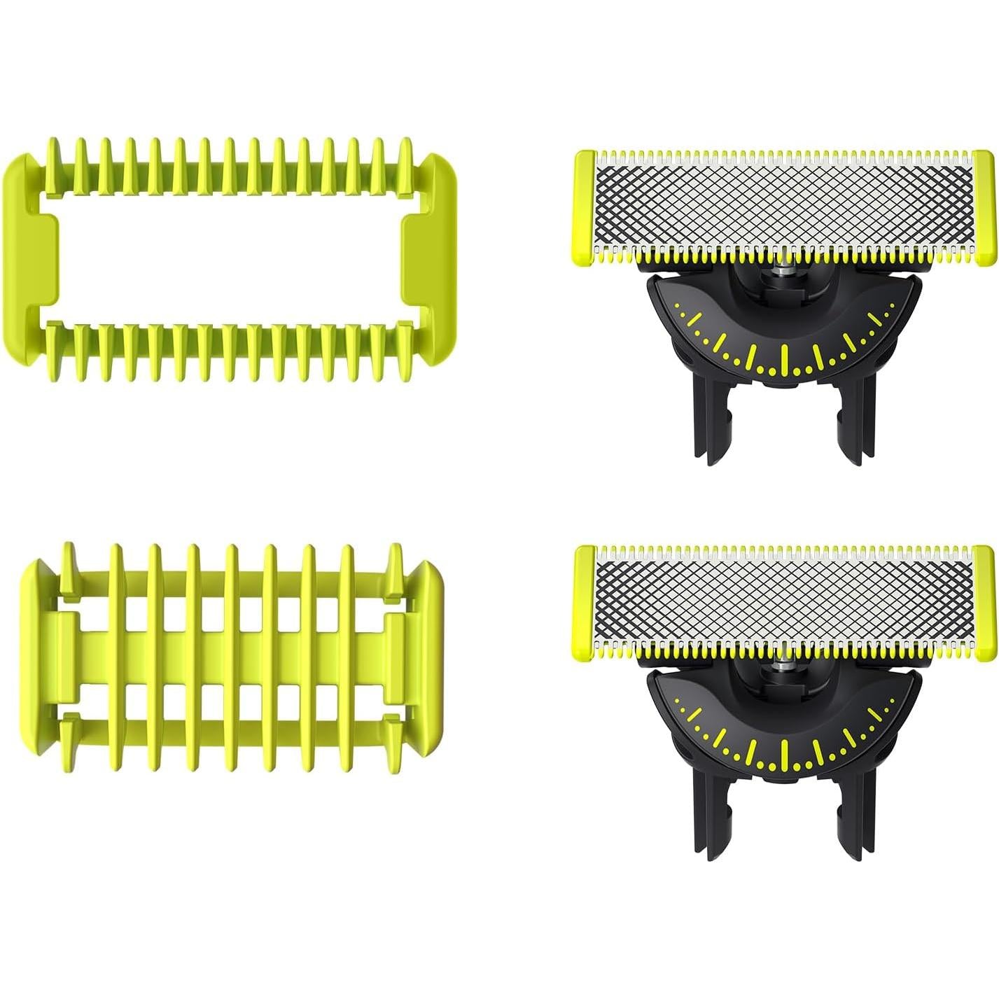 Philips OneBlade Original 360 Blade Heads + Body Kit Combs, Compatible with all OneBlade and Pro Electric Shaver & Trimmers 2x One Blade, 2x Combs -QP624/50