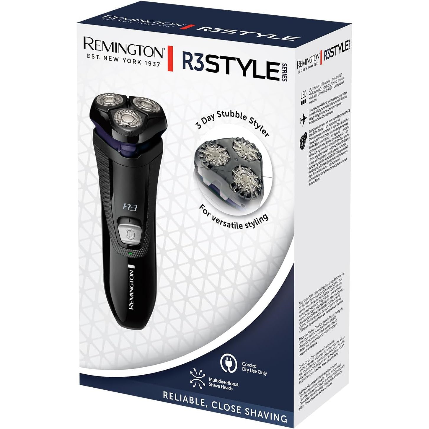 Remington Mens Electric Rotary Shaver R3  Pop-up Trimmer, 40mins Corded Usage) R3002