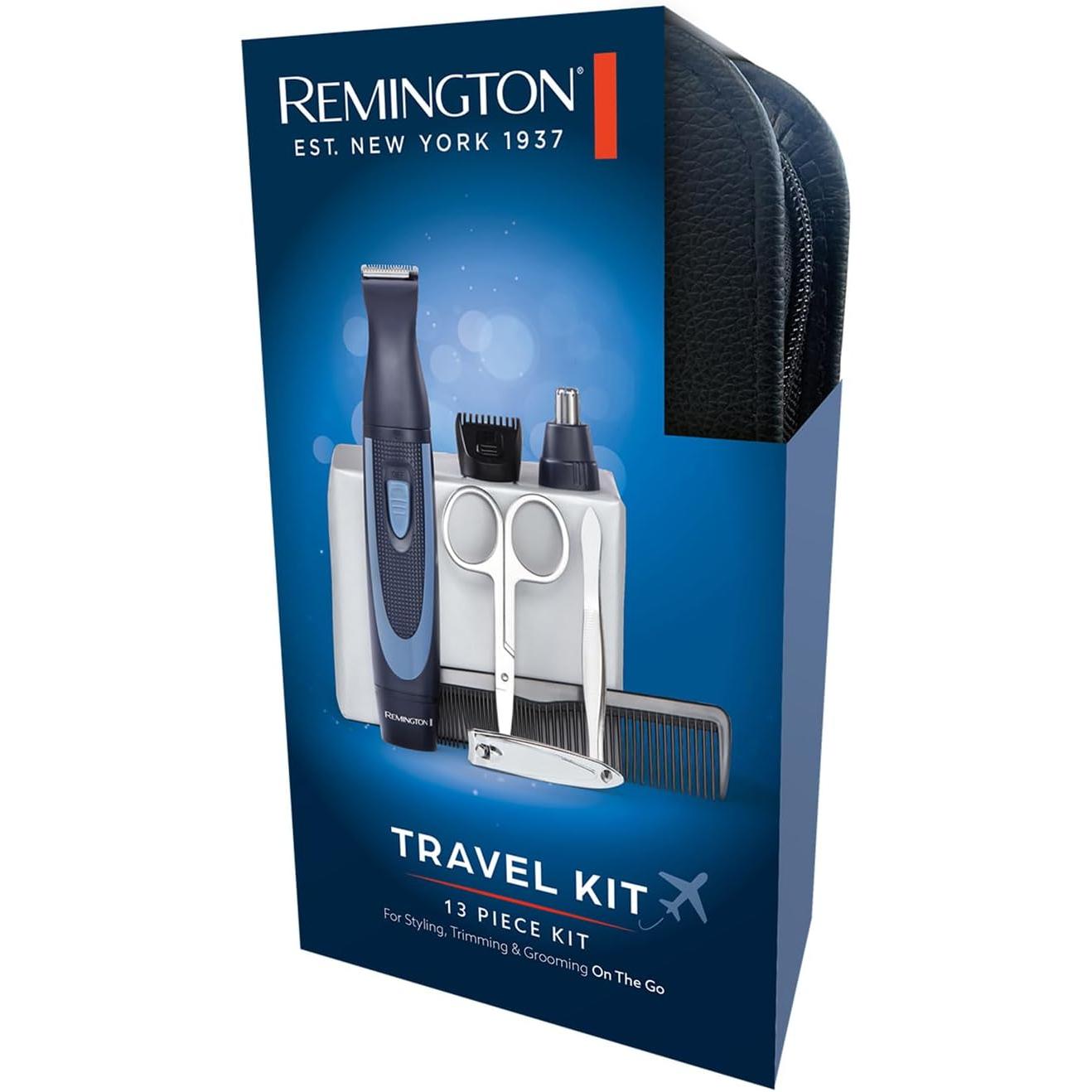 Remington Hygiene Travel Kit with Case (13 Pieces for Hair, Manicure, Pedicure etc., Beard Trimmer, Ear Hair, Facial Hair & Eyebrow Trimmer NE3890