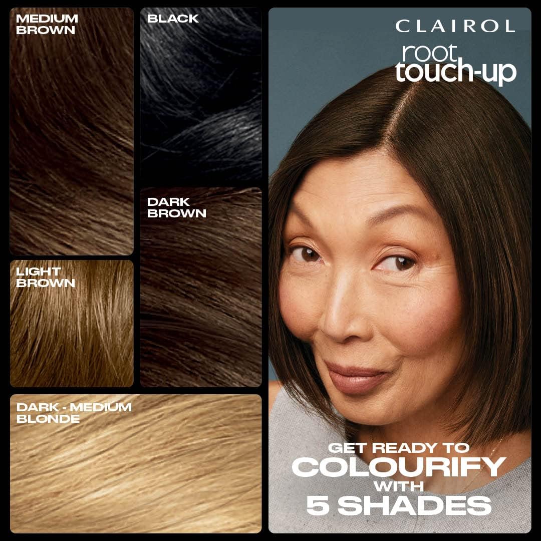 Clairol Root Touch Up Spray, Temporary Grey Coverage & Volume 2-in-1 Spray, Medium Brown, 75ML