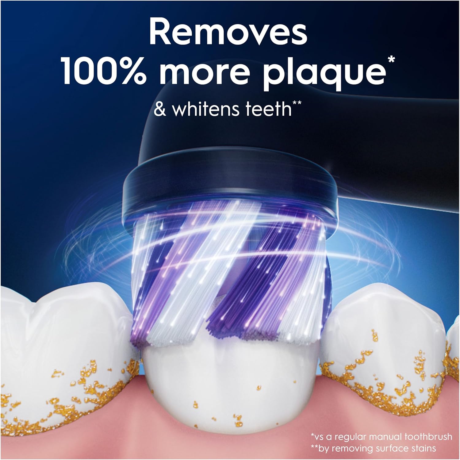 Oral-B iO Radiant White 4pk Replacement Toothbrush Heads,  with Angled Bristles for Deep Plaque Removal & Polishing Petals for Teeth Whitening, Black