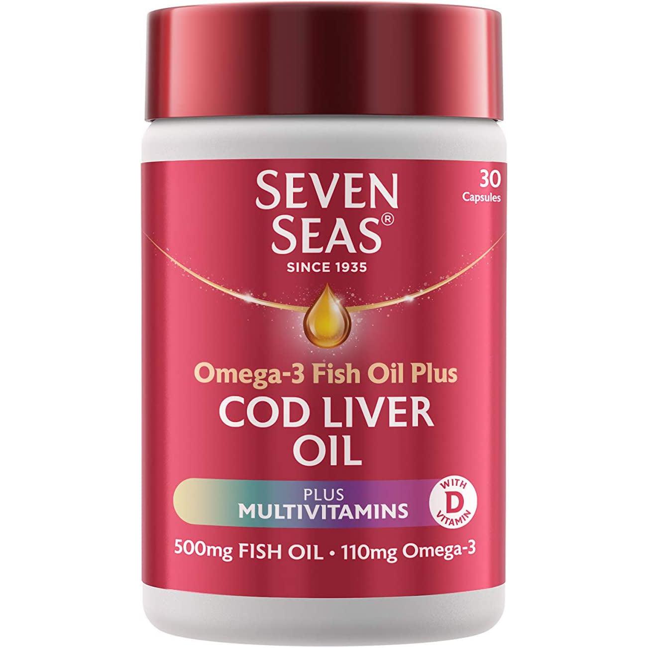 Seven Seas Cod Liver Oil Tablets, Plus Multivitamins & 110 mg Omega-3 - 30 Capsules - Healthxpress.ie