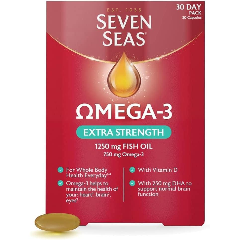 Seven Seas Omega-3 Fish Oil Extra Strength, One-A-Day, Vitamin D, Fish Oil, Omega-3 + - 30 Tablets