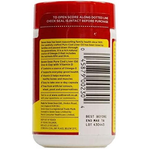 Seven Seas Pure Cod Liver Oil 60 One-a-Day Capsules