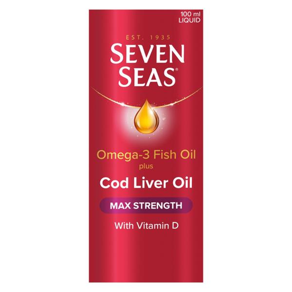Seven Seas Maximum Strength Cod Liver Oil 100ml with Vitamin D , Fish