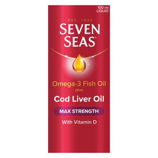 Seven Seas Maximum Strength Cod Liver Oil 100ml with Vitamin D , Fish Oil & Omega 3