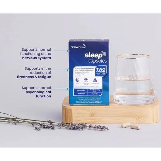 Revive Active Sleep Capsules - Daily Supplement with Magnesium, Nervous System Support & Rest - 30 Days Supply