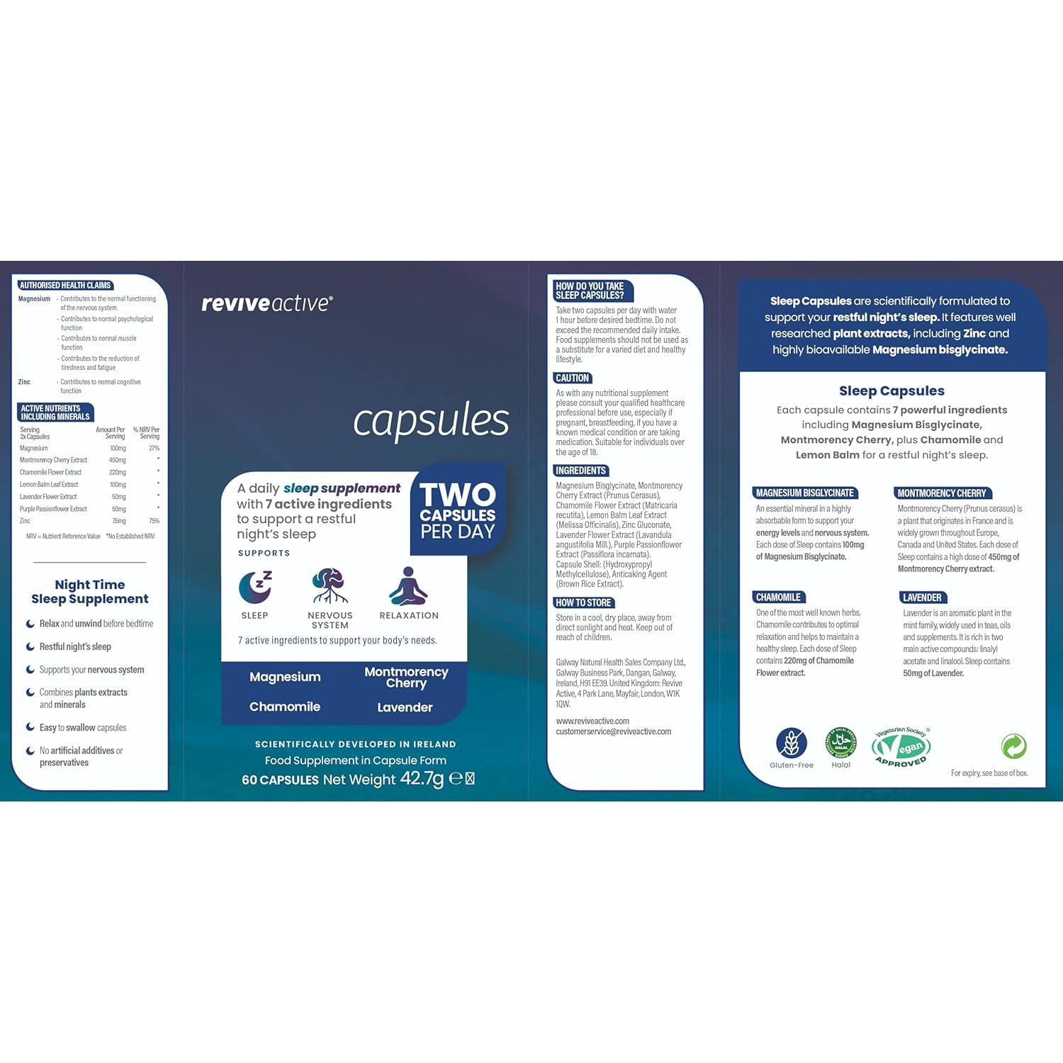 Revive Active Sleep Capsules - Daily Supplement with Magnesium, Nervous System Support & Rest - 30 Days Supply