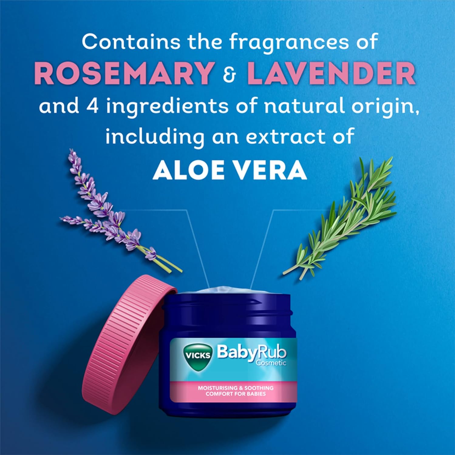 Vicks BabyRub Ointment 6 Months +, with Fragrances Of Rosemary And Lavender, for Soothing and Relaxing Baby Massage Jar 50g