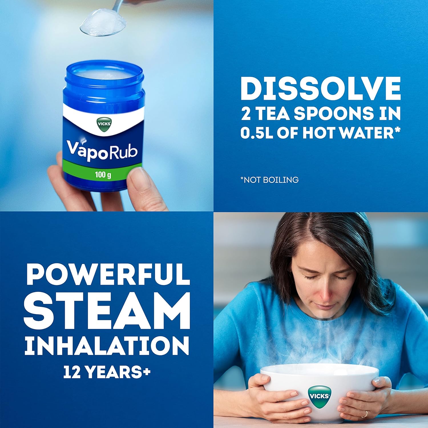 Vicks VapoRub 100g , Relief Of Cough Cold & Flu Like Symptoms