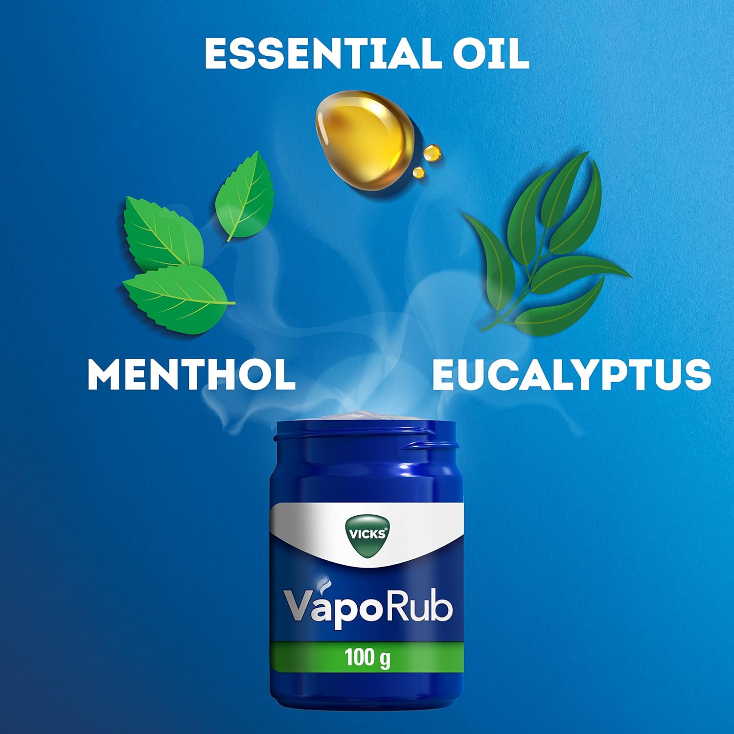 Vicks VapoRub 100g , Relief Of Cough Cold & Flu Like Symptoms