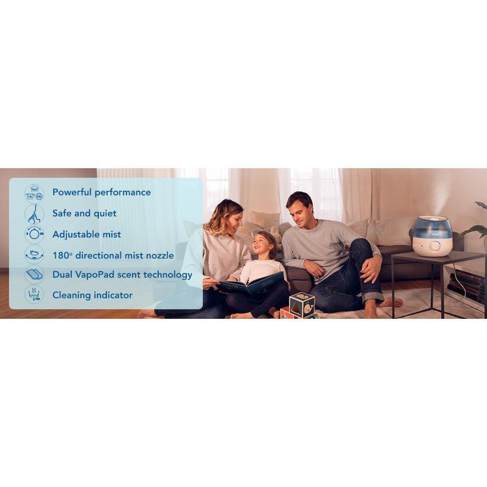 Vicks VUL525E1 Mini Cool Mist Ultrasonic Humidifier New Version - 0.5 Gallon Tank, Blue